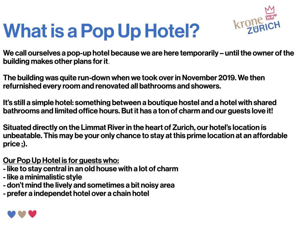 Pop Up Hotel Krone Zuerich Eksteriør bilde